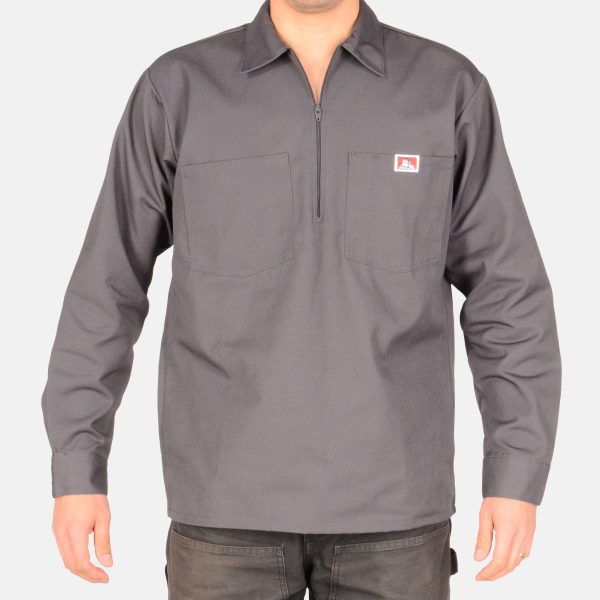 Long Sleeve Solid 1/2 Zip Shirt - Charcoal